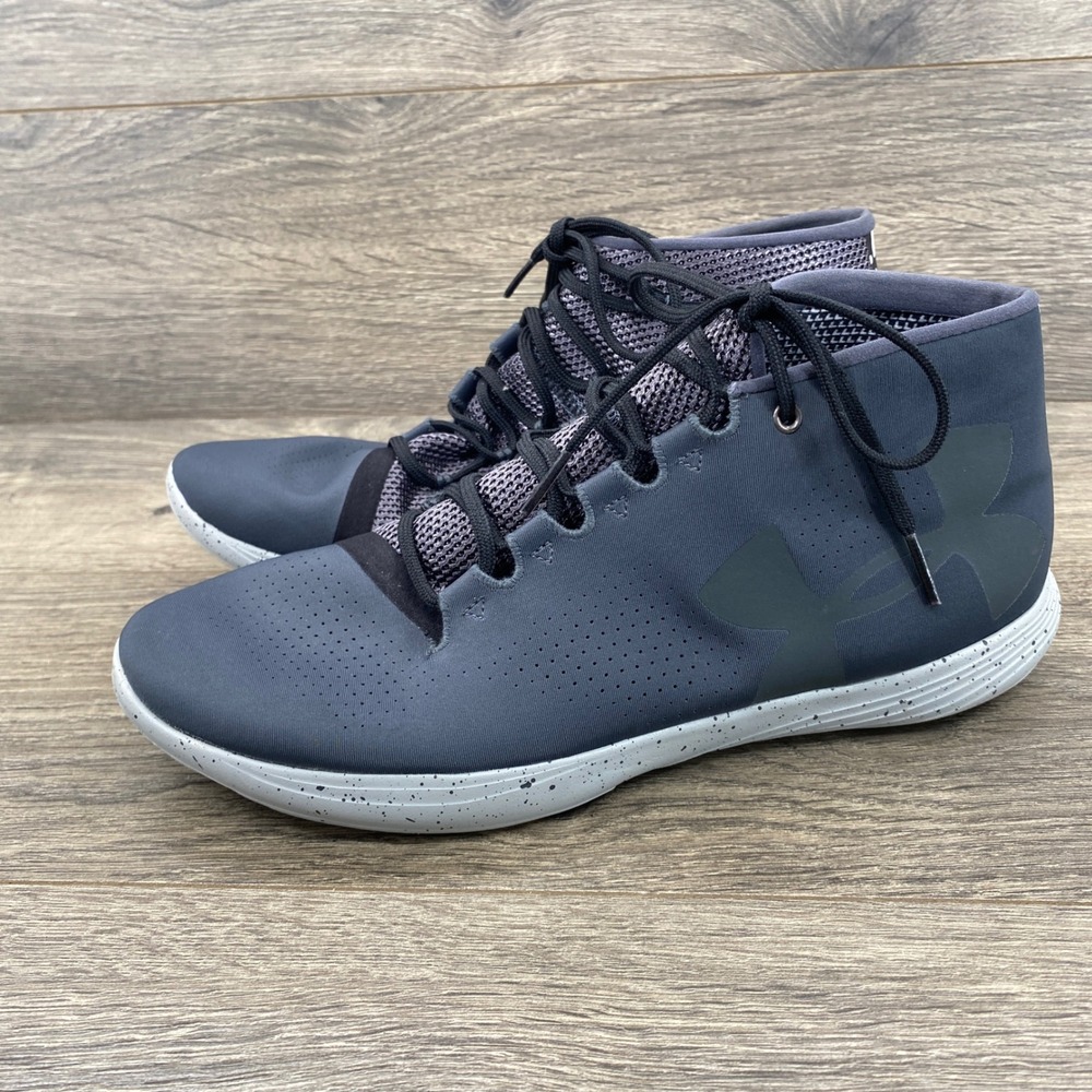 Under Armour Street Precision Mid Training Shoes Womens 9 Gray Black 1284740-008